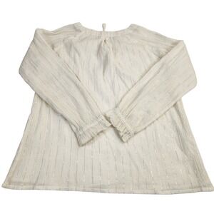 Garnet Hill Kids Cream Metallic Stripe Long Sleeve Cotton Tunic‎ Top Size 10